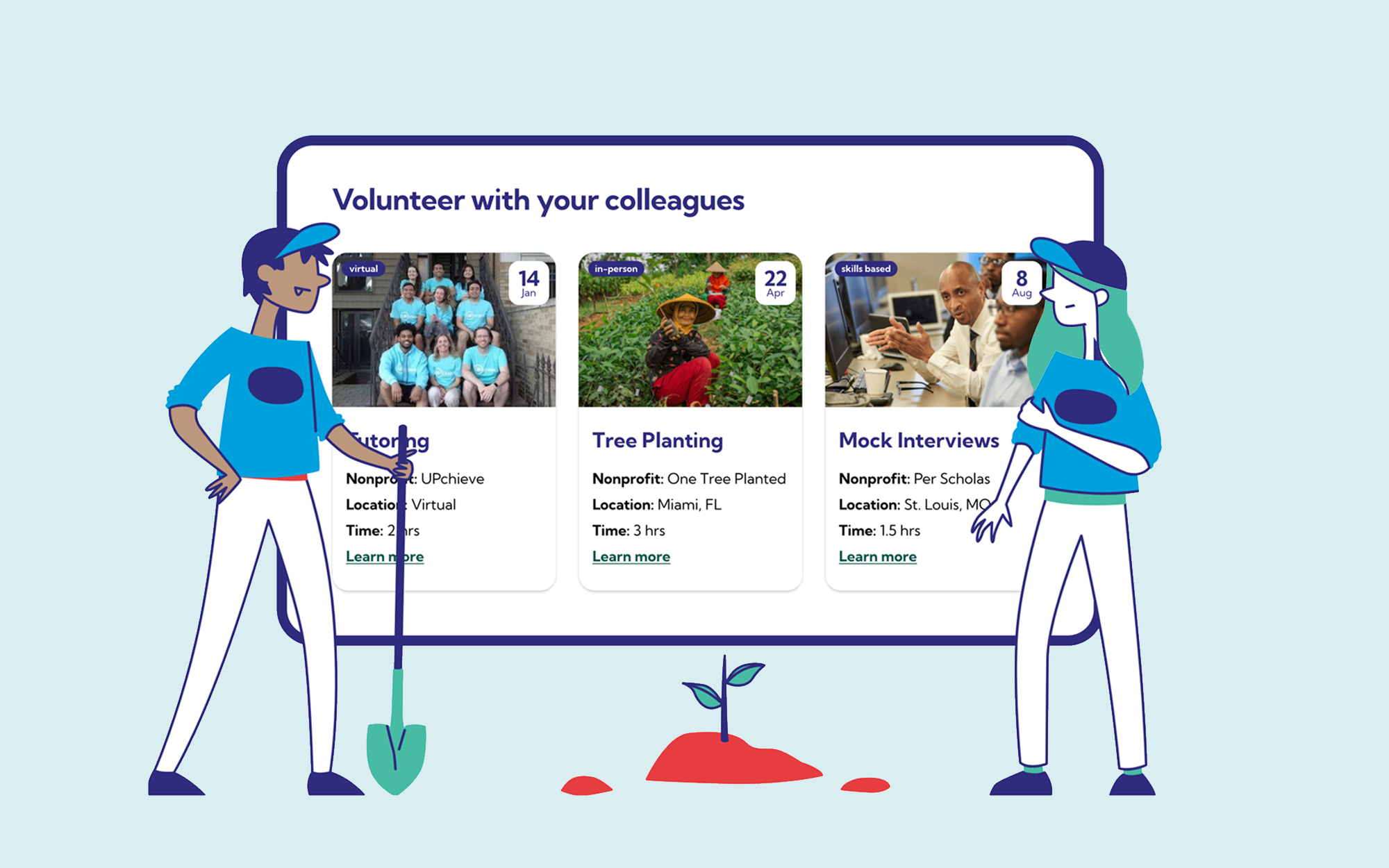 Volunteer with your collegues illustration