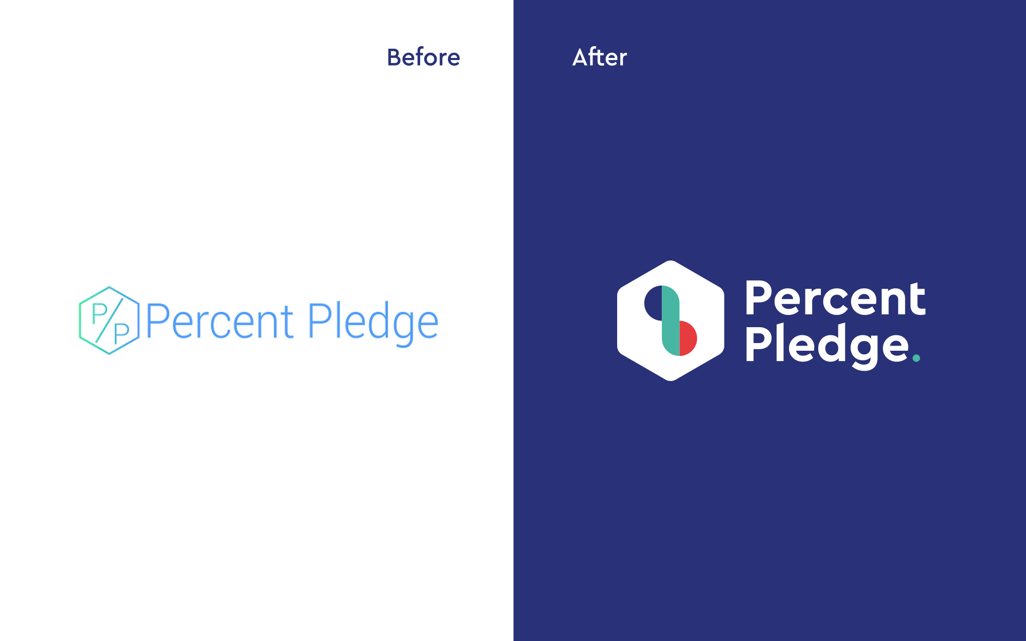 Percent Pledge before and after logo