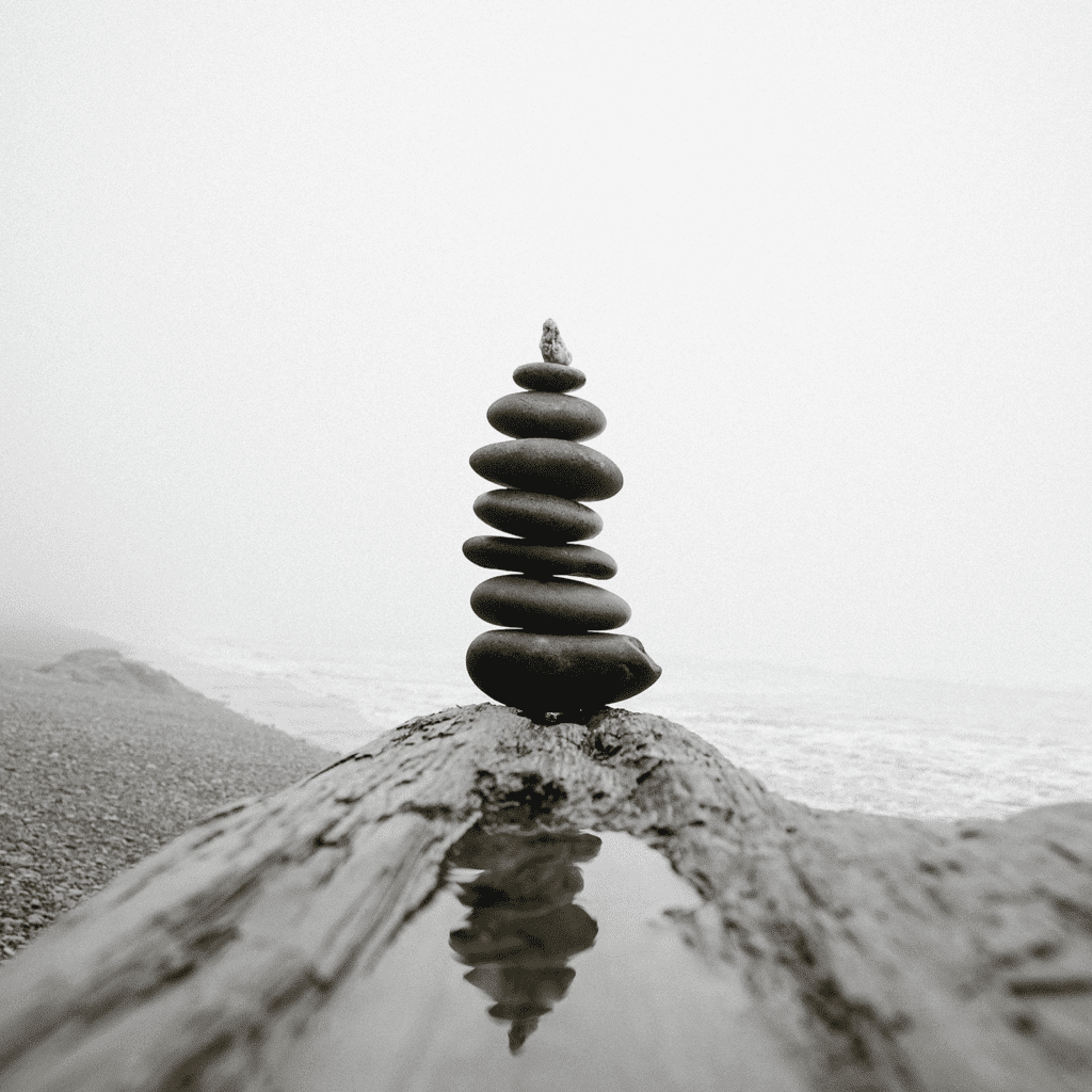 Digital mindfulness: rocks on the shore