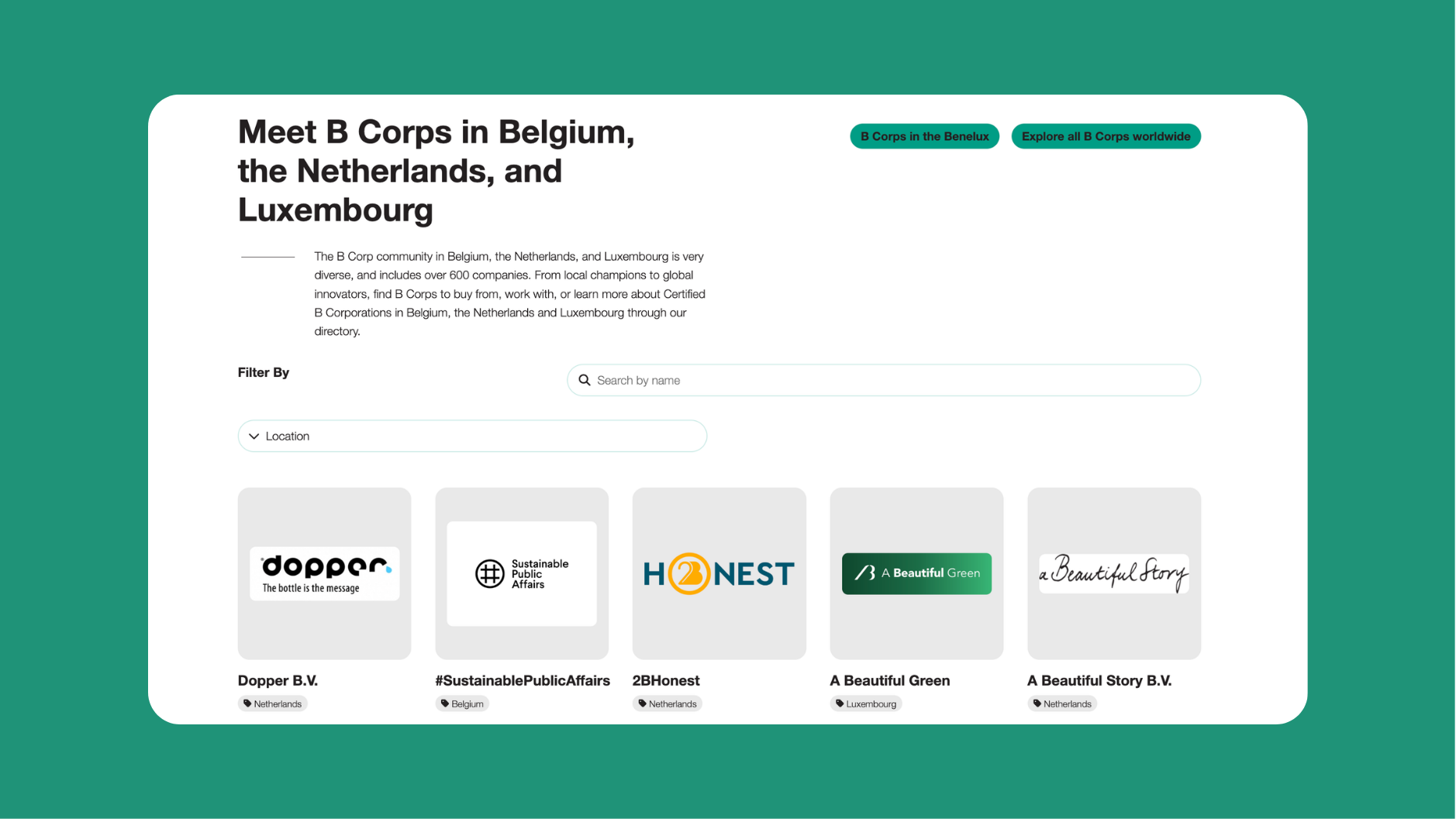B Lab Benelux website